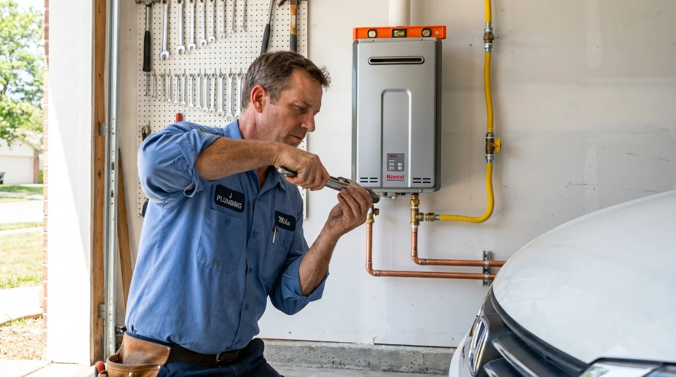 Tankless water heater installation by a Johns Plumbing LLC plumber in Studio City